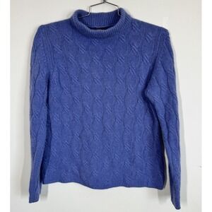 Mariele Waithe 100% Cashmere Cable Knit Pullover Sweater Mock Neck Size L Luxury